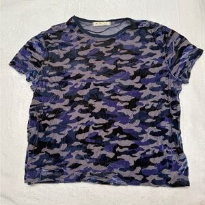 We the Free Blue and Black Camouflage Blouse